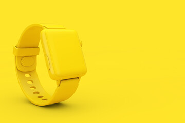 Poster - Yellow Modern Smart Watch Mockup with Strap in Duotone Style. 3d Rendering