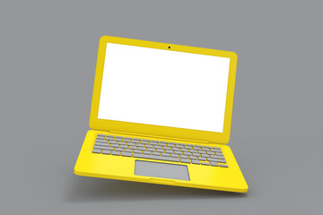 Leinwandbilder - Abstract Yellow Laptop with Blank Screen for Your Design . 3d Rendering