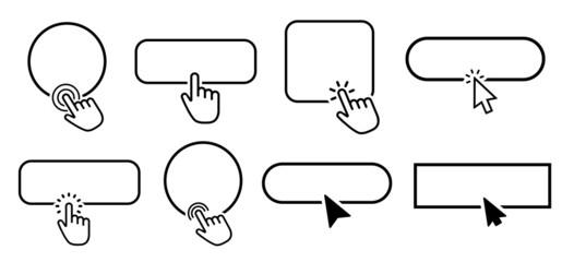 Poster - click here button. vector illustration. mouse click cursor
