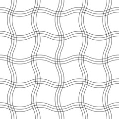 Poster - Wavy triple tablecloth. Vector white background and black waves curved squares.