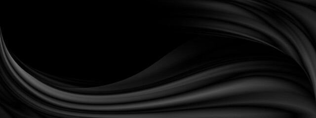 Abstract black fabric background with copy space 3D illustration