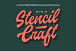 Stencil Craft. Original Brush Script Font. Vector Illustration.