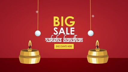 Canvas Print - happy raksha bandhan sale lettering with candles