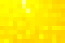 Vector Pattern Of Square Yellow Pixels. Abstract Pixel Yellow Background. Gold Geometric Texture From Yellow Squares. A Backing Of Mosaic Squares. Vector Illustration
