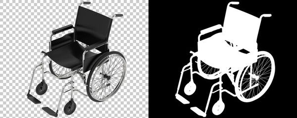 Wheelchair isolated on background with mask. 3d rendering - illustration