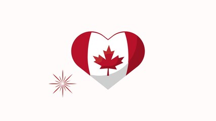 Wall Mural - canada celebration with flag in heart