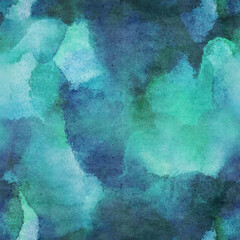 Wall Mural - blue green abstract watercolor seamless pattern texture for digital art graphic design and backgroun