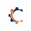 Letter C Gear Modern Abstract Logo Design Template, Letter C Gear Logo Vector Design. Gear icon Stock illustration.