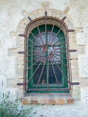 Sticker - traditional village townhouse window in the French Riviera back country in summer