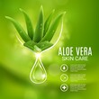 Aloe vera extract, skin care vector poster, cosmetics production ad with aloe plant and glowing drop. Moisturizing cosmetic beauty product gel or body lotion advertising design for catalog or magazine