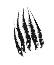 Grizzly Bear Claw Marks Scratches. Predator Animal, Monster Or Wild Beast Sharp Claws Ripping Paper Or Breaking Through Wall. Halloween Vector Background With Werewolf Claws Marks