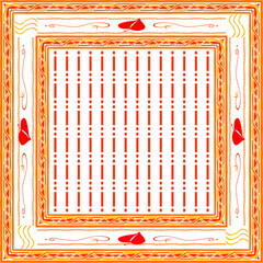 Poster - Vector ornament paisley Bandana Print. Silk neck scarf or kerchief square pattern design style, best motive for print on fabric or papper.