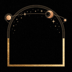 Wall Mural - mystical golden frame on black background vector
