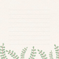 Wall Mural - Leafy patterned note background vector
