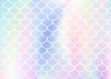 Holographic Mermaid Background With Gradient Scales.
