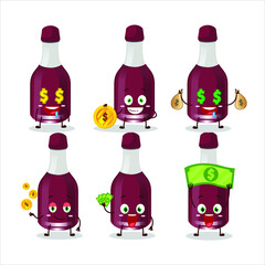 Wall Mural - Ginjiha bottle cartoon character with cute emoticon bring money. Vector illustration