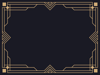 Wall Mural - Art deco frame. Vintage linear border. Design a template for invitations, leaflets and greeting cards. Geometric golden frame. The style of the 1920s - 1930s. Vector illustration