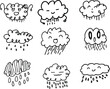 子供が描いた落書きの雨雲 セット