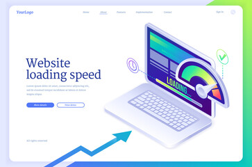 Poster - website loading speed isometric landing page.