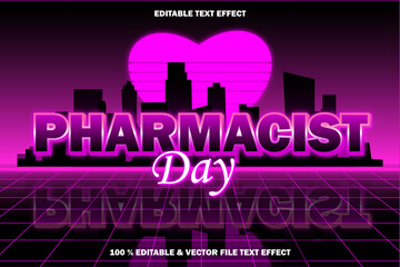 pharmacist day editable text effect retro style