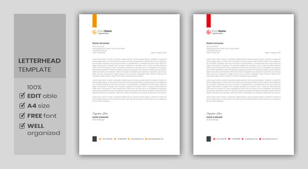 Wall Mural - letterhead format template, business style letterhead design template. company letterhead template d