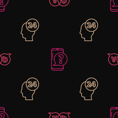 Poster - Set line Question and Answer, Support operator in touch and Mobile phone with question on seamless pattern. Vector