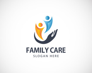 Wall Mural - Family care logo creative person people abstract logo concept hand