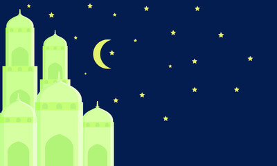 Wall Mural -  Islamic decoration illustration for ramadan with mosque, moon and star