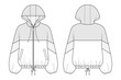 Fashion flat sketch of outer jacket with hood