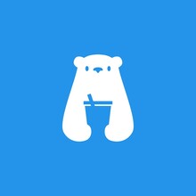 Polar Bear Drink Cup Logo Vector Icon Illustration