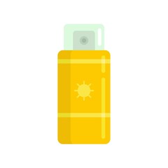 Poster - Woman uv protection spray icon flat isolated vector