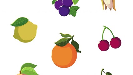 Poster - healthy fresh fruits pattern animation