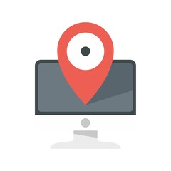 Poster - Business computer location icon flat isolated vector