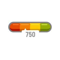 Poster - low rate credit score icon flat isolated vector
