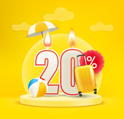 Aufkleber - Summer season sale banner. Twenty percent discount