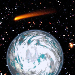 Wall Mural - comet over the earth. meteor rain. the elements of this image furnished by nasa.