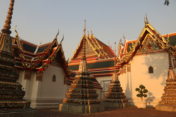 Sticker - Beautiful Wat Phra Chetuphon Vimolmangklararm Rajwaramahaviharn temple in Bangkok, Thailand