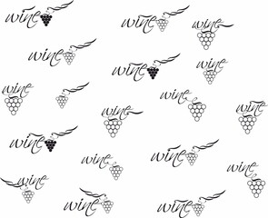 Poster - wine and alcoholic logo. Decorative element divider separator and text break set with grape brunch.