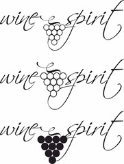Poster - wine and alcoholic logo. Decorative element divider separator and text break set with grape brunch.