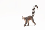 Figure of wild animal isolated on a white background. A small animal toy for children. Selective focus. Copy space