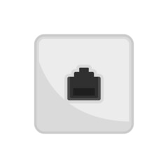 Poster - lan port wall socket icon flat isolated vector