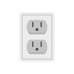 Poster - double power socket icon flat isolated vector
