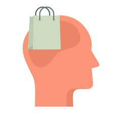 Poster - shop bag neuromarketing icon flat isolated vector
