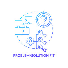 Wall Mural - Problem, solution fit blue gradient concept icon. Market demand satisfaction. Successful business. Startup launch abstract idea thin line illustration. Vector isolated outline color drawing