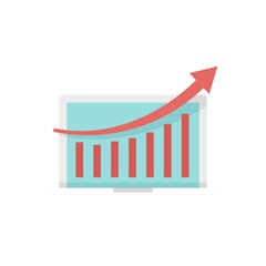 Poster - laptop marketing graph chart icon flat isolated vector