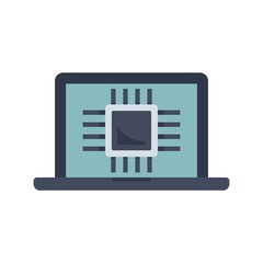 Poster - Ai laptop processor icon flat isolated vector