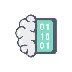 Aufkleber - data analysis brain icon flat isolated vector