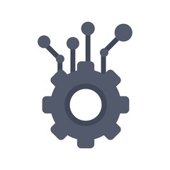 Poster - Gear machine learning icon flat isolated vector