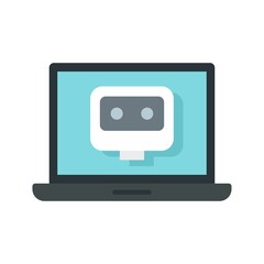Poster - laptop chatbot icon flat isolated vector