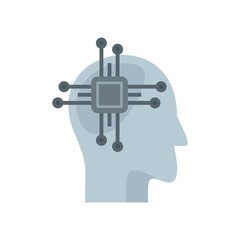 Poster - Education smart brain icon flat isolated vector